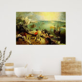 Bruegel's Landscape with the Fall of Icarus - 1558 ポスター (キッチン)