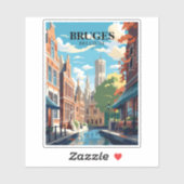 Bruges Belgium Travel Illustration シール (シート)