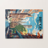 Bruges Belgium Travel Illustration ジグソーパズル (横)