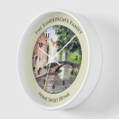 Bruges Belgium Water Color by Farida Greenfield 壁時計 (傾斜)