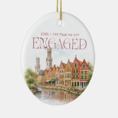 Bruges Belgium Watercolor Engagement Photo セラミックオーナメント (右)