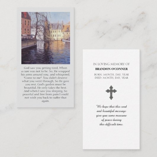 Bruges Canal Blues Oranges Purples Memorial Prayer 名刺 (正面/裏面)