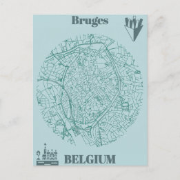 Bruges map ポストカード