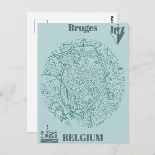 Bruges map ポストカード (正面/裏面)