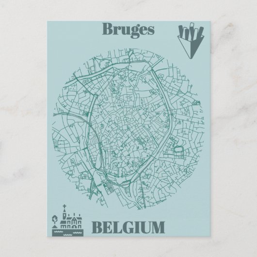 Bruges map ポストカード (正面)