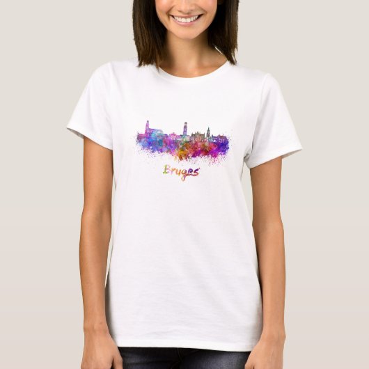 Bruges skyline in watercolor tシャツ (正面)