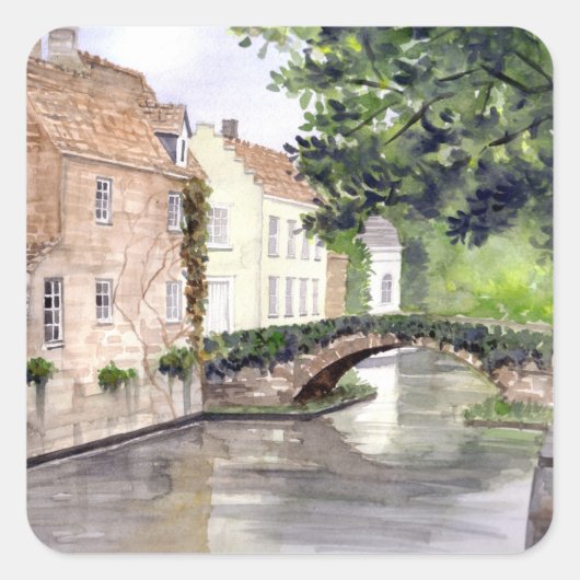 Bruges Water Color 絵画's by Farida Greenfield スクエアシール (正面)
