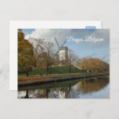 Bruges Windmills Autumn Reflections  シーズンポストカード (正面/裏面)