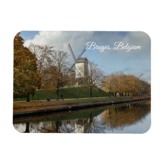 Bruges Windmills Autumn Reflections  マグネット (横)