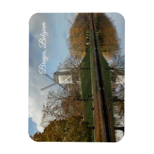 Bruges Windmills Autumn Reflections  マグネット (縦)