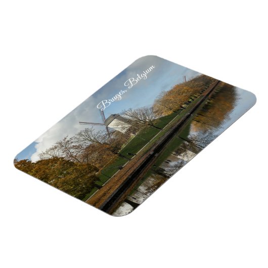 Bruges Windmills Autumn Reflections  マグネット (左側)