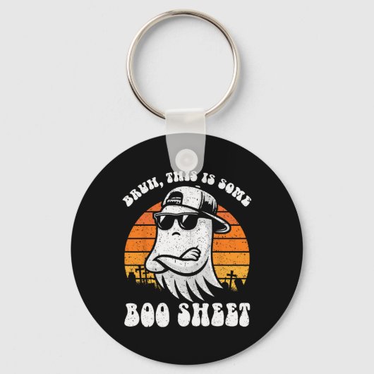 BruhこれはBooシート面白いハロウィーン幽霊 キーホルダー (正面)