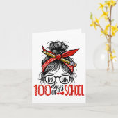 Bruhその私の学校の100日目の乱雑Bun女の子1 カード (黄色い花)