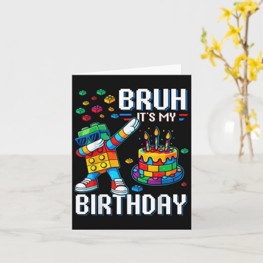 Bruhその私の誕生日マスタービルダーのダビングブロック カード (黄色い花)