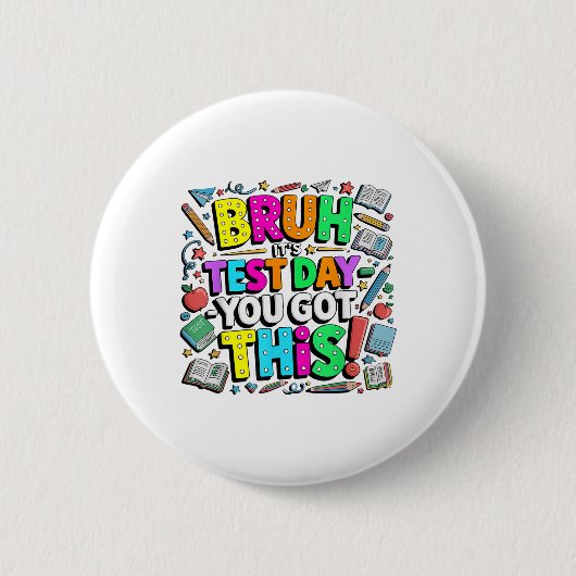 Bruhテストの日この得先生学生Te 缶バッジ (正面)