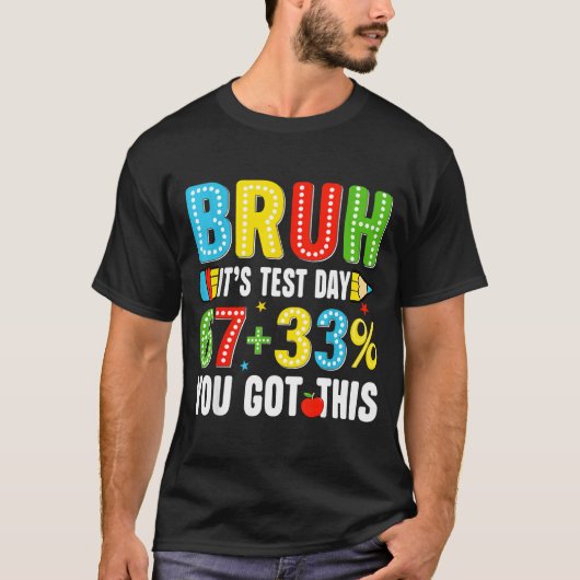 Bruhテストテストの日頑張って67ミーム教師キッズ Tシャツ (正面)