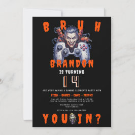 BRUHハロウィン10代のビデオゲームスリープバー誕生日 招待状