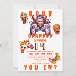 BRUHハロウィン10代の誕生日ビデオゲームのスリーポバー 招待状