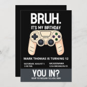 BRUHバースデーパーティアーケードゲーマーボーイ10代のー 招待状 (正面/裏面)