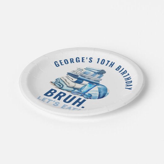 BRUHブループールパーティーボーイ誕生日 ペーパープレート (アングル)