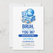 BRUHブループールパーティーボーイ誕生日 招待状 (正面)