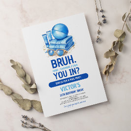 BRUHブループールパーティーボーイ誕生日 招待状