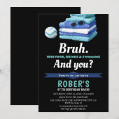 BRUHボーイズブループールパーティー誕生日招待状 招待状 (正面/裏面)