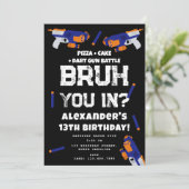 Bruh少年の誕生日パーティー ティーン ダーツ銃バトル 招待状 (スタンド正面)