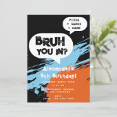 Bruh少年の誕生日落書きオレンジ＋ブルースピーチ 招待状 (スタンド正面)