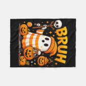 Bruh幽霊ハロウィーンブブカワイイ幽霊トリックまたはトリート フリースブランケット (正面(横))