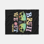 Bruh我々アウト先生グルーヴィレトロ幸せ最終日O フリースブランケット (正面(横))