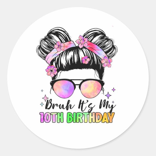 Bruh私の10誕生日10歳 ラウンドシール (正面)