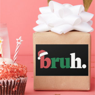Bruh おもしろいミーム 兄弟 クリスマス グリーティング 長方形シール