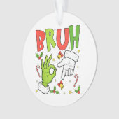 「BRUH」のカートゥーン・ハンドのクリスマス・デザイン オーナメント (正面)