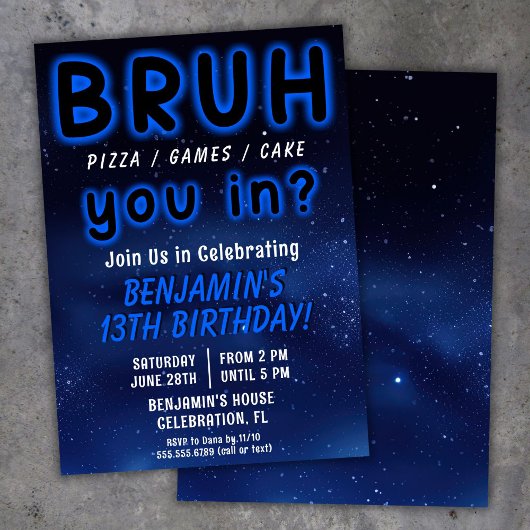 BRUH スペースボーイ 誕生日パーティー 招待状
