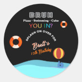 Bruh プールパーティー 誕生日 ラウンドシール (正面)