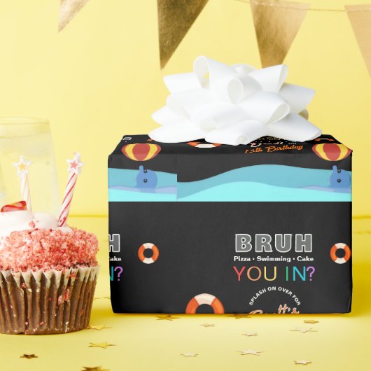 Bruh プールパーティー 誕生日 ラッピングペーパー (誕生日パーティー)
