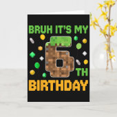 Bruh 俺の6歳の誕生日 ピクセル 誕生日 動画 ゲーム カード (黄色い花)