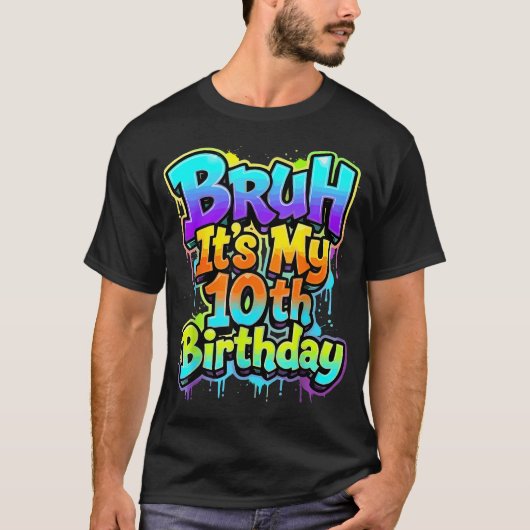 Bruh 10歳 二桁 10歳の誕生日 tシャツ (正面)