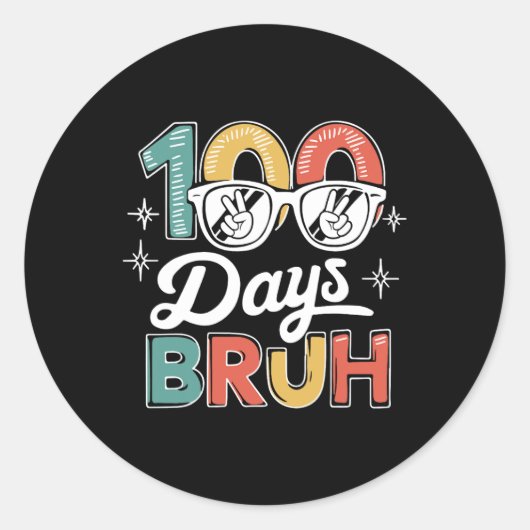 Bruh 100日の学校の100日目サングル ラウンドシール (正面)
