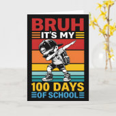 Bruh 100日目の学校 面白い 学生 カード (黄色い花)