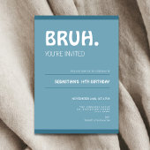 Bruh 14th Birthday Invitation Teens Boy Blue 招待状