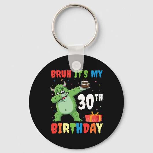 Bruh 30歳の誕生日 ハロウィンモンスター ダブP キーホルダー (正面)