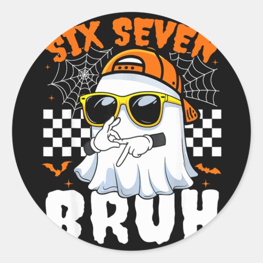 Bruh 67 ハロウィン おもしろい 六七 メーム ラウンドシール (正面)