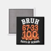 Bruh 67+33 100日目の学校バスケットボール数学のミーム マグネット (正面/裏面)