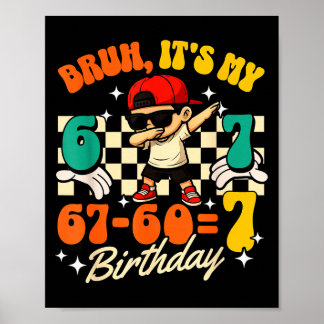 Bruh 67-607 7th Birthday Cool Boy Dabbing Party ポスター