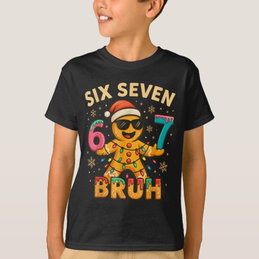 Bruh 67 Christmas Six Seven Gingerbreadman Boys 67 Tシャツ (正面)