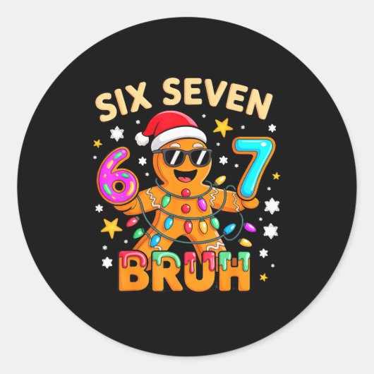 Bruh 67 Christmas Six Seven Gingerbreadman Boys 6  ラウンドシール (正面)
