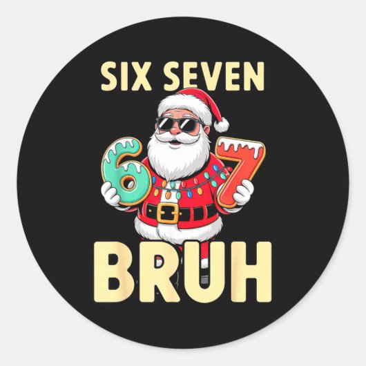Bruh 67 Christmas Six Seven Meme Santa Boys 6 7 Ch ラウンドシール (正面)