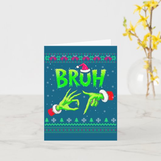 Bruh 67 Christmas Ugly Sweater Six Seven Meme 6 7  カード (黄色い花)